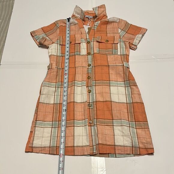 NEW Fate women’s plaid linen blend button down dress size L - Picture 9 of 9